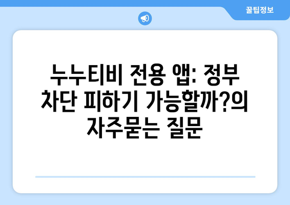 누누티비 전용 앱: 정부 차단 피하기 가능할까?