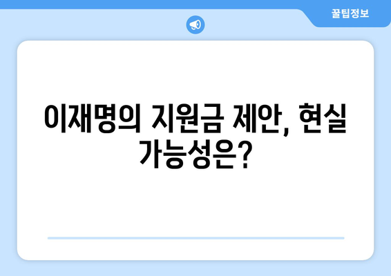 이재명, 경제 상황을 고려한 민생회복지원금 제안