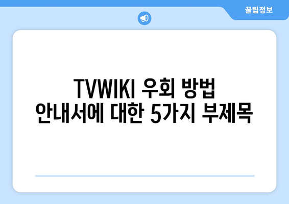 TVWIKI 우회 방법 안내서