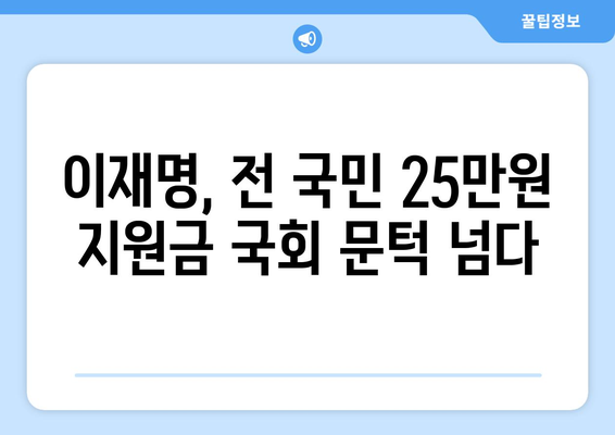 이재명 전국민 25만원 지원금 국회 통과