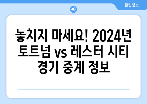 2024년 토트넘 vs 레스터 시티 경기 중계 시청 가능