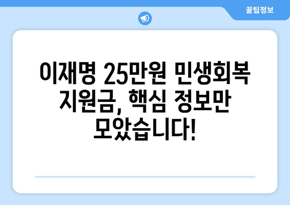 이재명 25만원 민생회복 지원금, 차등 지급 방식 및 신청 방법