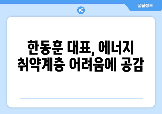 한동훈 대표, 에너지 취약계층 전기요금 지원 지지