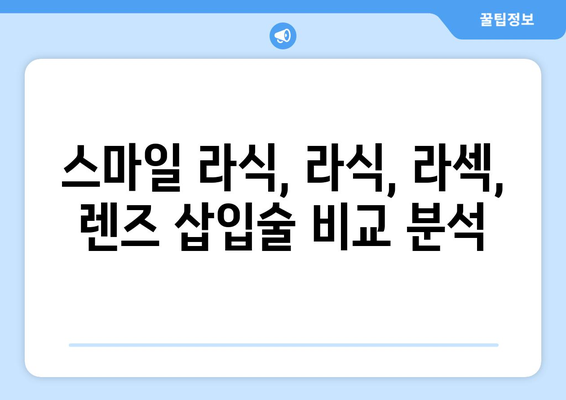 강남 안과: 스마일 라식, 라식, 라섹, 렌즈 삽입술의 장단점 비교