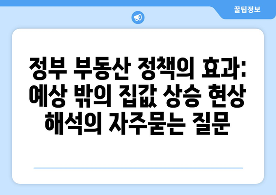 정부 부동산 정책의 효과: 예상 밖의 집값 상승 현상 해석