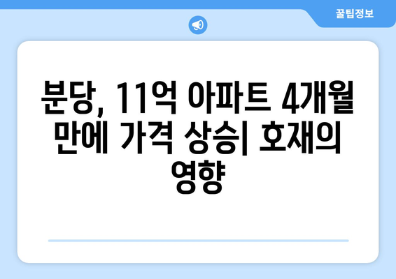 분당 아파트 시장의 변화: 11억 아파트 4개월 만에 호재 반영 | 수도권 부동산 동향