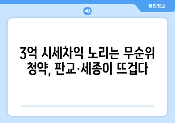 판교·세종 무순위 청약 전략: 3억 시세차익 노리는 투자자들의 움직임