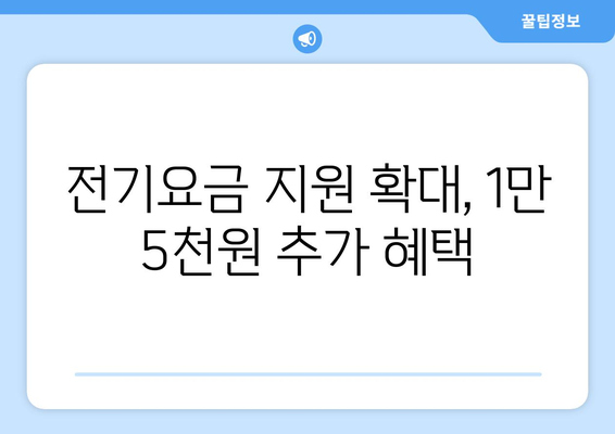 취약계층 전기요금 지원 강화: 1만 5000원 추가 지급