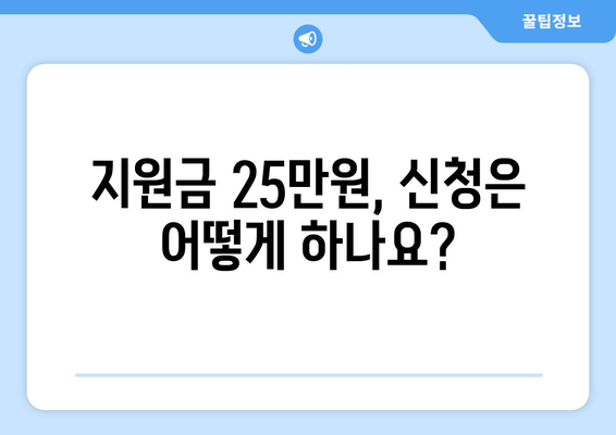 이재명 민생 지원금 25만원 신청 방법 및 자격