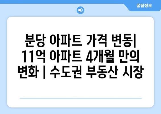 분당 아파트 가격 변동: 11억 아파트 4개월 만의 변화 | 수도권 부동산 시장