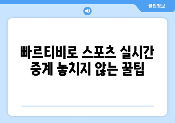 빠르티비에서 스포츠 중계 시청 팁