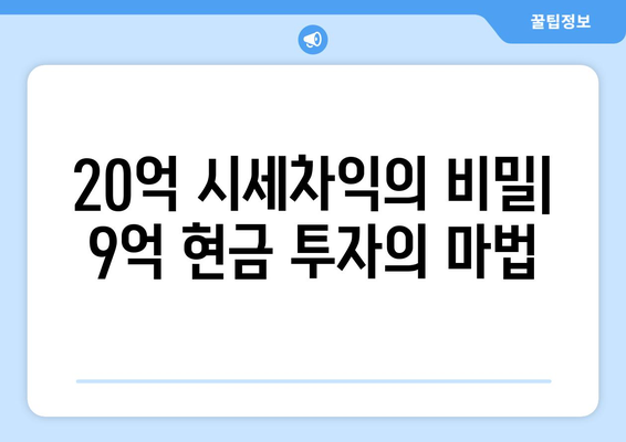 20억 시세차익 아파트의 비밀: 9억 현금 투자의 놀라운 효과 심층 분석