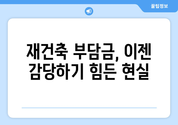 재건축 사업 타당성: 부담금 증가에 따른 재검토 필요성