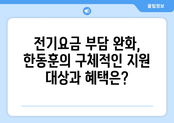 취약계층 전기요금 지원, 한동훈의 구체적 정책