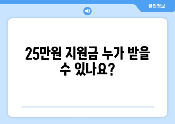 25만원 지원금 신청 대상과 자격 기준