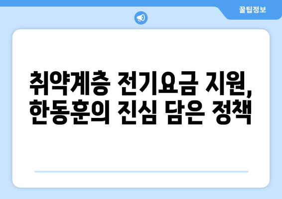 취약계층 전기요금 지원, 한동훈의 사회적 책임 의식