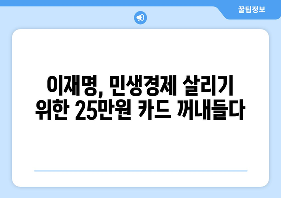 윤석열과의 차이: 이재명의 25만원 민생지원금 제안