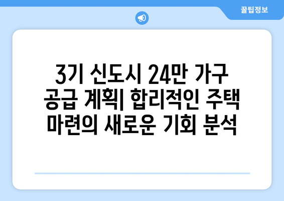 3기 신도시 24만 가구 공급 계획: 합리적인 주택 마련의 새로운 기회 분석