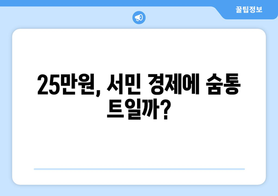 25만 원 국민생계보호비, 경기 부양에 디딤돌이 될 것