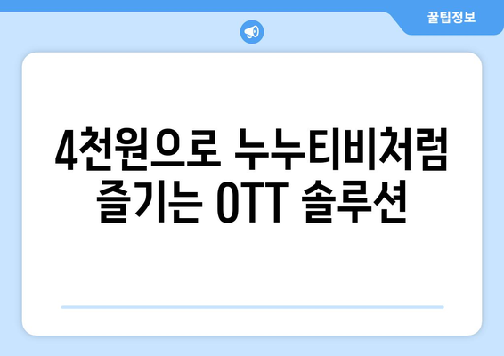 OTT를 4천원에 구독하는 비법: 누누티비 대신하는 방법