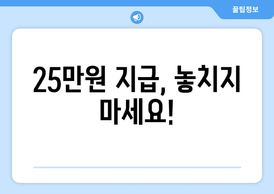 지급되는 25만원에 대한 지급 일정