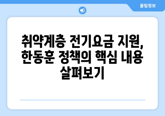 취약계층 전기요금 지원, 한동훈의 구체적 정책