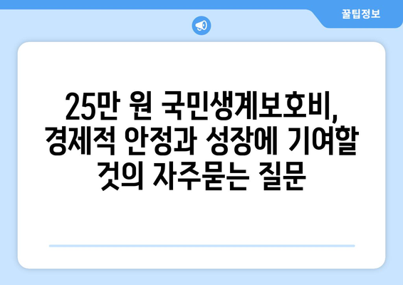 25만 원 국민생계보호비, 경제적 안정과 성장에 기여할 것