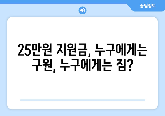 저소득층 지원금 25만원: 구원의 손길인가 어깨에 얹힌 짐인가?