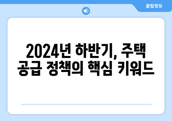 수요 맞춤형 주택 공급 정책 - 2024년 하반기 추진 계획