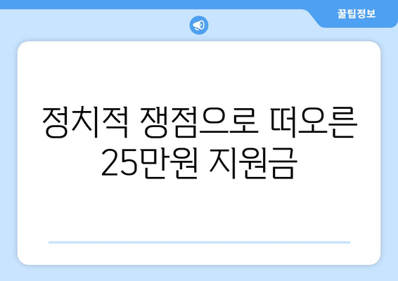 25만원 지원금을 둘러싼 정치적 갈등: 여야의 대치