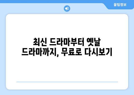 드라마 무료로 다시보기 인기 사이트 안내