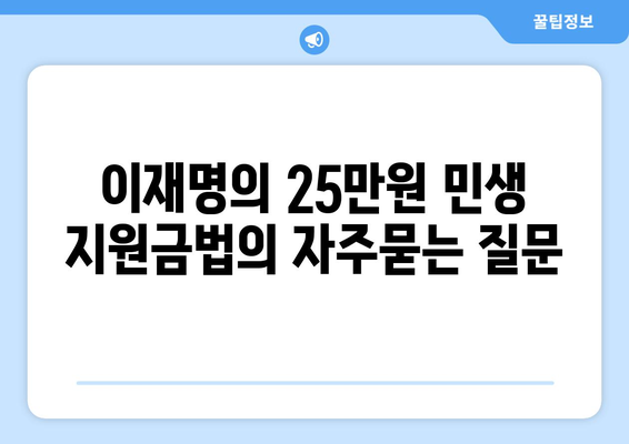 이재명의 25만원 민생 지원금법