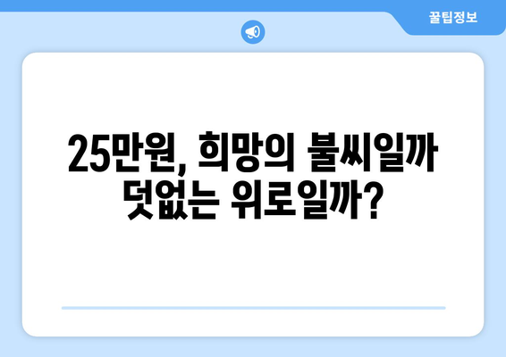 저소득층 지원금 25만원: 구원의 손길인가 어깨에 얹힌 짐인가?