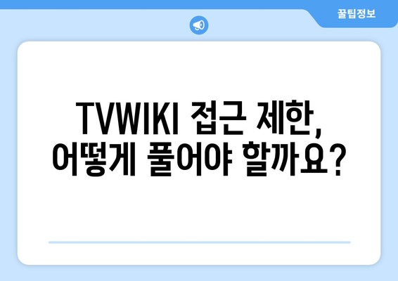 TVWIKI 우회 방법 안내서