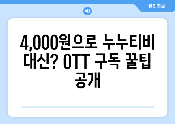 4,000원으로 OTT를 구독하는 방법: 누누티비 대체 방법