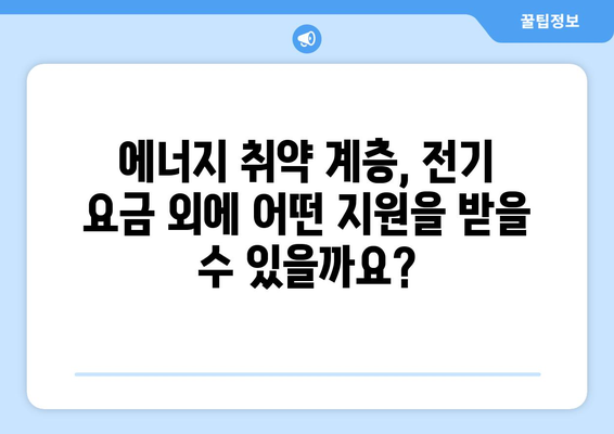 에너지 취약 계층 대상 전기 요금 할인 및 지원