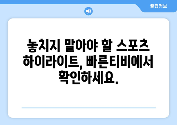 빠른티비: 모든 스포츠 한곳에