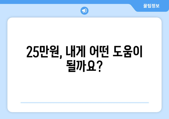 코로나19로 인해 경제에 도움이 되는 25만원 민생지원금