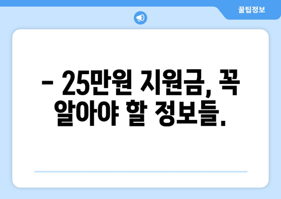 국민 1인당 25만원 지원금 자격 요건 및 지원 대상 확인