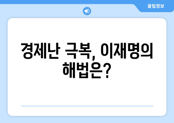 이재명, 경제 상황을 고려한 민생회복지원금 제안