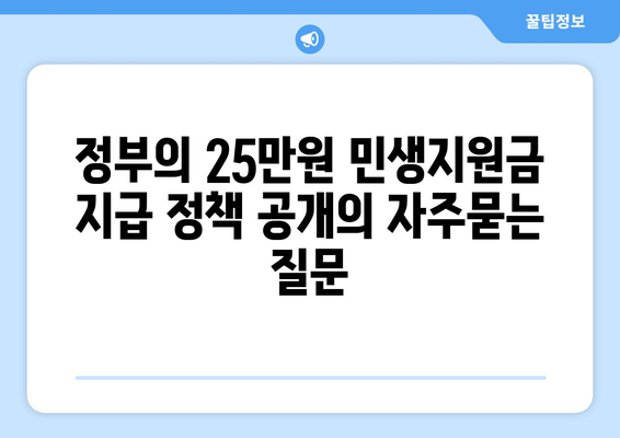 정부의 25만원 민생지원금 지급 정책 공개