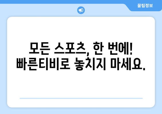 빠른티비 : 모든 스포츠, 한곳에