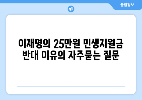 이재명의 25만원 민생지원금 반대 이유