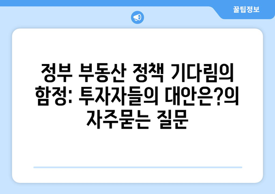 정부 부동산 정책 기다림의 함정: 투자자들의 대안은?