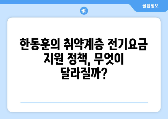 취약계층 전기요금 지원, 한동훈의 구체적 정책