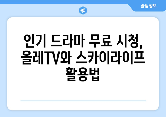 인기 드라마 다시한번! 올레TV, 스카이라이프 무료 시청법