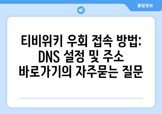 티비위키 우회 접속 방법: DNS 설정 및 주소 바로가기