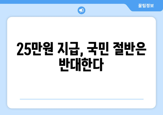 국민 반발, 전국민 25만원 지급 반대 의견 과반수