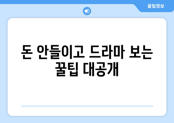 드라마 무료보기의 대안: 제휴 없이 시청하는 방법