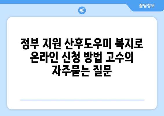 정부 지원 산후도우미 복지로 온라인 신청 방법 고수